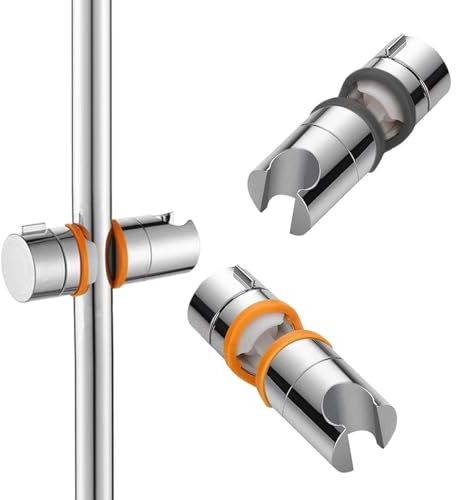 HASLED Support Douchette Sans Perçage Réglable - 2 Pièces Universel 18-25 mm - Gris/Orange - Fixation Rapide pour Barre de Douche