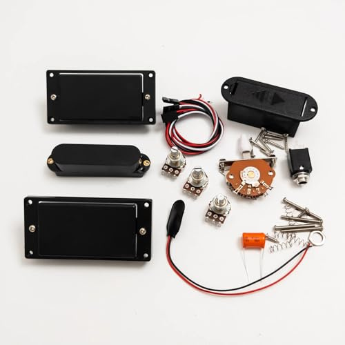Black HSH Active E-Gitarre Pickup Set - Humbuckers Single Coil Pickup für Fender Strat RG Type Gitarre (Black Pckups 4 Pot)