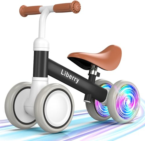 Liberry Light-Up Baby Balance Bike with Adjustable Seat, Toddler First Ride-On Toy for 1-2 Year Old, Boys Birthday Gift