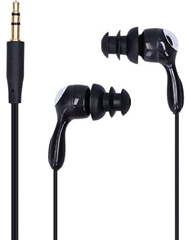 Sxhlseller IP68 Water Proof Headphones for Swimming, In-Ear Sports Earbuds with Short Cord & Secure Fit Clips, 3.5mm Jack for Running, Surfing & Workouts (Black)