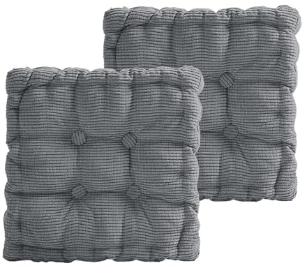 MeYuxg 2er Set Sitzkissen Quadrat, Stuhlkissen 40x40 cm, Dicke Bodenkissen Sitzpolster Outdoor & Indoor,Sitzkissen Stuhl für Gartenstühle, Bürostuhl, Balkonstuhl (Hellgrau)