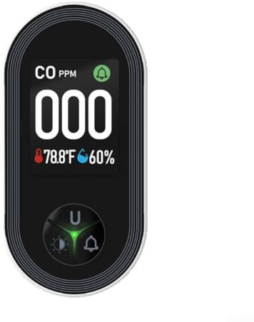 Natural Gas Detector, 3-in-1 CO Temperature Humidity Sensor Gas Leak Detector Safety Monitor with Audible and Visual Alerts for Bedrooms, Kitchen, RVs(e)