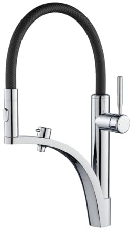 Küchenarmatur 3 Wege Flexibel Spülenarmatur Drehbar Messing Armatur Küche 3 Wege-Verchromt