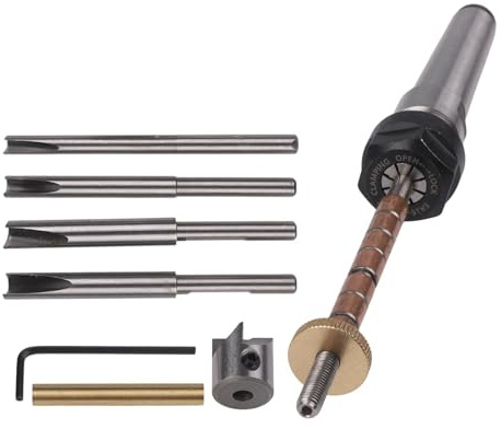 Tidevib Juego de 8 mandriles de giro de bolígrafo y brocas de 7 mm para torno de madera, mandril de acero al carbono con llave hexagonal para carpintería