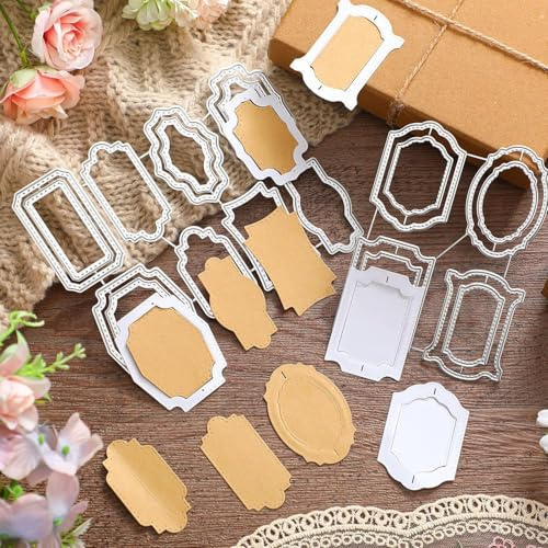 RDTOK 8-teiliges Stanzschablonen Set aus Carbonstahl, Etiketten & Anhänger Stanzformen für Scrapbooking,Prägeschablonen für Stanzmaschine,stanzen für stanzmaschine,DIY Kartenherstellung & Basteln(A)