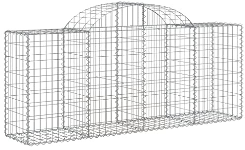 Nqyjm Maschendrahtzaun für Garten, Gabionen, gewölbt, 40 Stück, 200 x 50 x 80/100 cm, verzinktes Eisen, Gabionenwand, Steinkäfig, für Terrasse, Außenbereich, Rasen, Modell 2