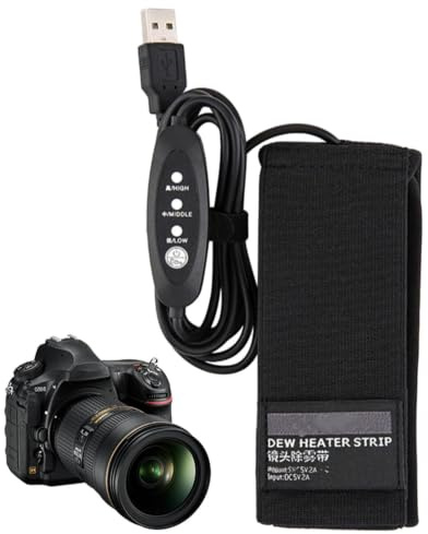 Lins daggvärmare – USB-teleskopvärmare, justerbar värmeremsa, anti-dimkamera | Lösning för kallt väder bärbar 3 nivåer temperaturkontroll för astrofotografering natthimmel avbildning pro kit
