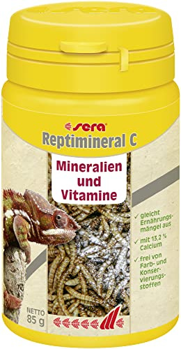 sera Reptimineral C 100 ml (85 g) | Ergänzungsfutter für Fleischfressende Reptilien | Mineralien-Vitamin-Mix| Calciumreich | Feinpulver haftet an Insekten | unterstützt Entwicklung & Häutung