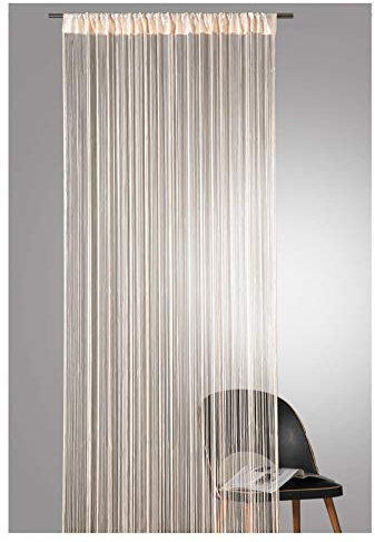 heimtexland ® Fadengardine in Champagner beige HxB 245x95 cm mit Stabtunnel KÜRZBAR hochwertige Qualität FORMSCHNITT MÖGLICH Fadenvorhang Fadenstore Raumteiler Insektenschutz Ökotex Typ121