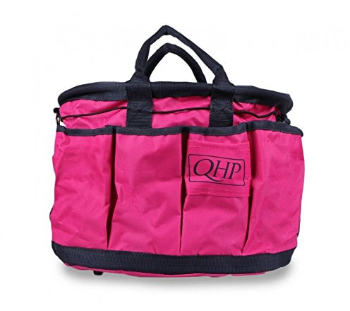 Putztasche Pferd | Größe: 36 x 21 x 27 cm | Stabile Tasche mit großen Fächern | Verschiedene Fächer | Einfaches Tragen | Sicherer Halt (Fuchsia/Navy)