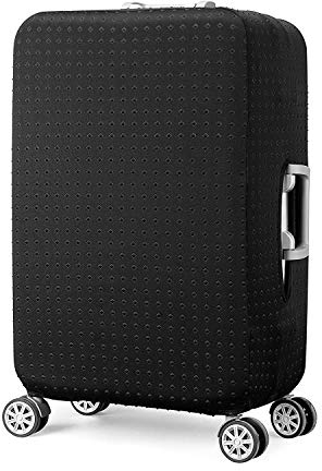 EBETA Elastisch Kofferhülle Kofferschutzhülle Gepäck Cover Reisekoffer Hülle Koffer Schutzhülle Luggage Cover mit Reißverschluss und Band (Schwarz, S)