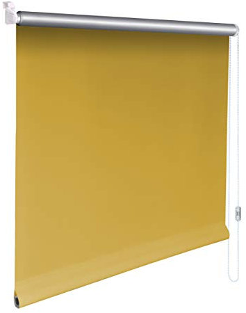 Sonnenschutz-HH® - Mini Thermo Verdunkelungsrollo Thermorollo Minirollo Rollo KLEMMFIX Seitenzugrollo Kettenzugrollo inkl. Klemmträger ohne Bohren - Außenmaß Breite 115 x 80 cm Höhe - gelb