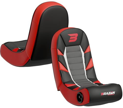 BraZen Python Kids Gaming Chair For Kids Foldable Floor Rocker Bluetooth Compatible Two Audio Speakers Video Games Chairs Junior Foldable Floor Rocker - Red