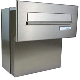 Mauerdurchwurf Briefkasten komplett aus Edelstahl - Tiefe 18-27 cm - F-04