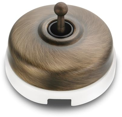 FONTINI - Interrupteur Va & Vient Porcelaine Blanche Coque Bronze