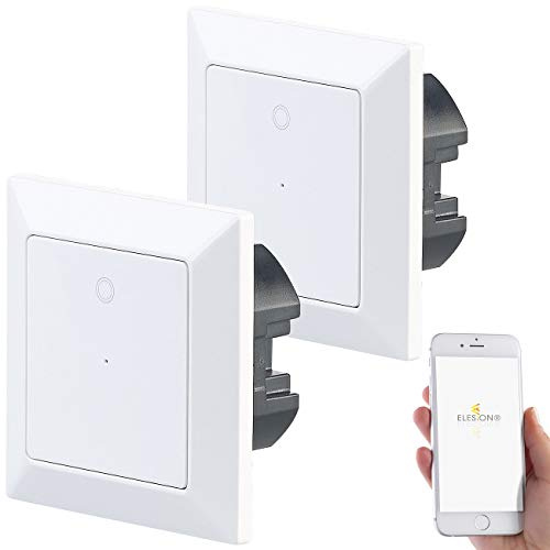 Luminea Home Control Smarte Lichtschalter: 2er-Set WLAN-Lichttaster, App, komp. zu Siri, Alexa & Google Assistant (Lichtschalter Alexa, WLAN, Kippschalter)