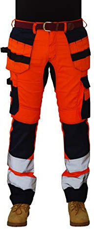 HASHOOB Mens Hi Viz Work Trousers Work Joggers Army Trousers JR-01