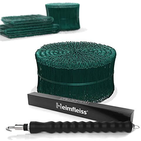 Heimfleiss® atadora alambre + alambre revestido de PVC 1,4 x 100-300mm (1000 uds.) - Set trenzador alambre, amarrador de alambre y alambre de sujeción - Atador alambre, alambre de torsión de ojal