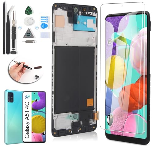 RongZy Display für Samsung Galaxy A51 4G A515 Incell LCD Bildschirm Ersatz Digitizer Touchscreen Montiert Ersatz mit Werkzeugen (Schwarz mit Rhamen)