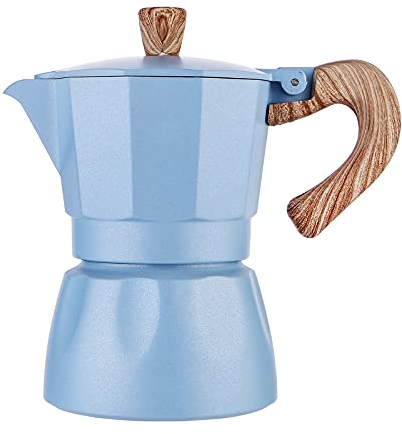 BAIYA Caffettiera Italiana,Moka Express Caffettiera,Caffettiera Pressofiltro In Alluminio (Blue,300ML)
