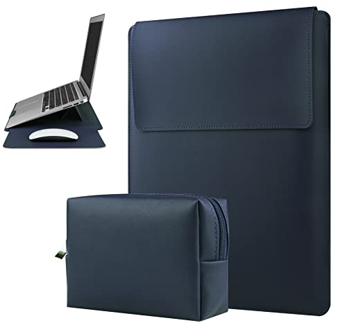 HoYiXi 15 16 Zoll Laptop Hülle mit Verstellbarem Ständer Kompatibel mit 16'' MacBook Pro 2021 & 2019/15.4'' MacBook Pro 15 (A1990 A1707 A1398)/15'' Surface Laptop 3, wasserdichte Laptop Tasche Blau