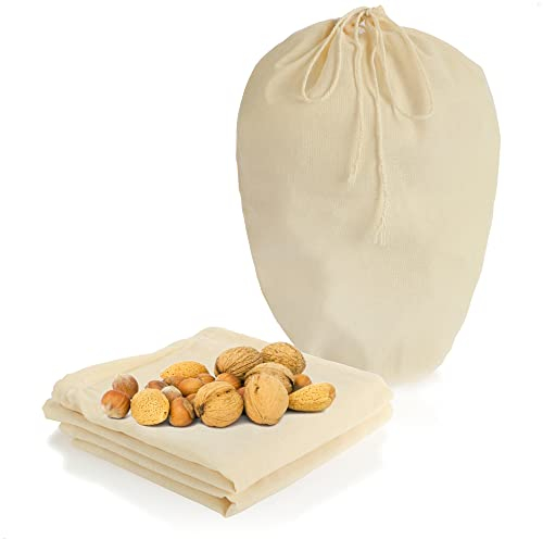 Robin Goods® 3x Nussmilchbeutel aus Baumwolle - Mehrzweck Passiertuch - Filtertuch zur Zubereitung von Nussmilch, Säften und Smoothies (trichterform)