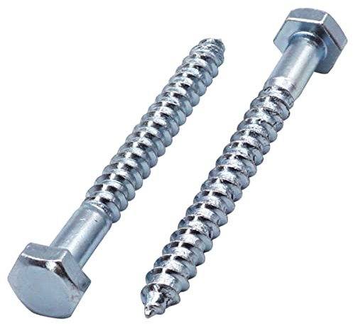 SKIR'CO (10 piezas) Tornillos hexagonales de acero galvanizado DIN 571 para madera, M6 x 70 mm, tornillos de coach, tornillos hexagonales, tornillos de retardo