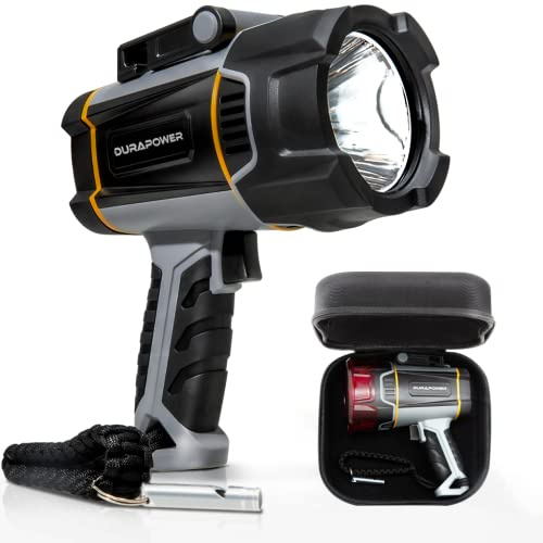 Durapower Linterna para barco, 3000 lm, IP67, impermeable, súper brillante, recargable, linterna de larga duración, alcance de 1200 pies, luz portátil de mano para exteriores para caza en barcos