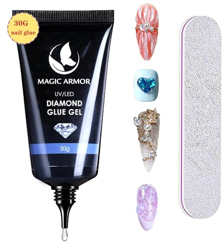 MAGIC ARMOR Pegamento de estrás para uñas (30 g, para uso doméstico, profesional y principiante)