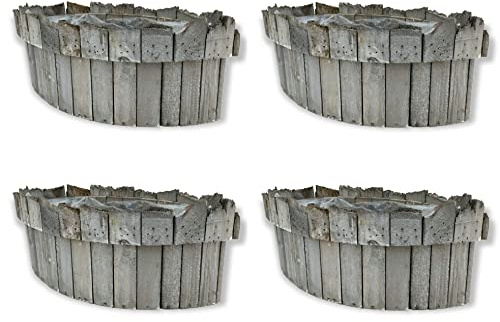 DARO DEKO Holz Blumentopf mit Einsatz grau 4 Stück - Schiff 38 x 15cm Pflanzschale bepflanzen Pflanz-Gefäß
