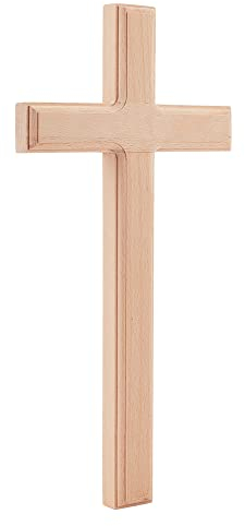 NBEADS Croce da Parete in Legno, Croce da Appendere in Legno Fatta A Mano 31x15cm Croce di Preghiera Religiosa Palmare quelliesa Ornamento da Appendere per La Decorazione Parete Soggiorno Casa, Beige