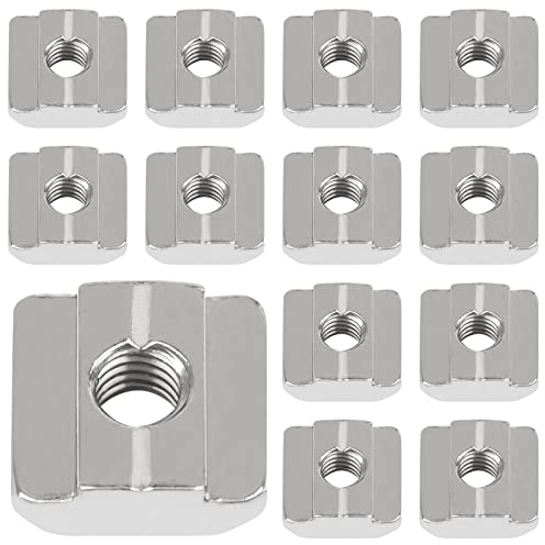 50 Stück Nutensteine M6, Leryati Nutsteine Set T-Nut Kohlenstoffstahl Nutenstein, T-nutensteine lang Aluminiumprofil-Extrusionsschlitz Nutensteine Nut 8 - Typ B Standard 30-Serie