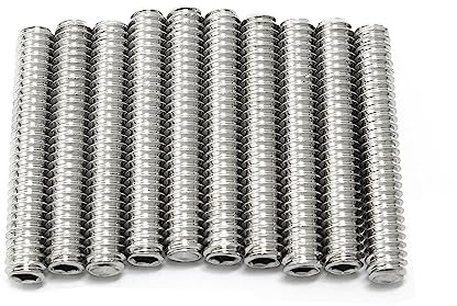 Pro Bamboo Kitchen 10pcs 1/4-20 x 1-1/2 Hexagon Hex Socket Set Screws 304 Stainless Steel Full Thread Cup Point Grub Screws