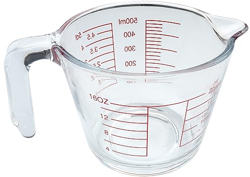 Roellgs Glas Messbecher, abgeschrägter Messbecher, transparenter Krug (500ml)