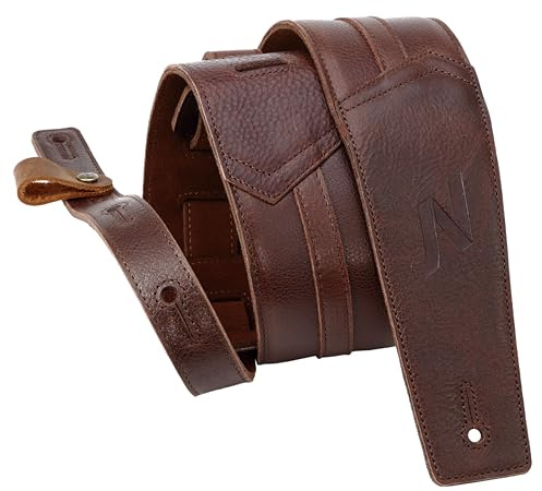 Nefelibata sangle de guitare de 3 pouces, en cuir de vache souple, avec rembourrage en mousse et boucle de rangement du câble