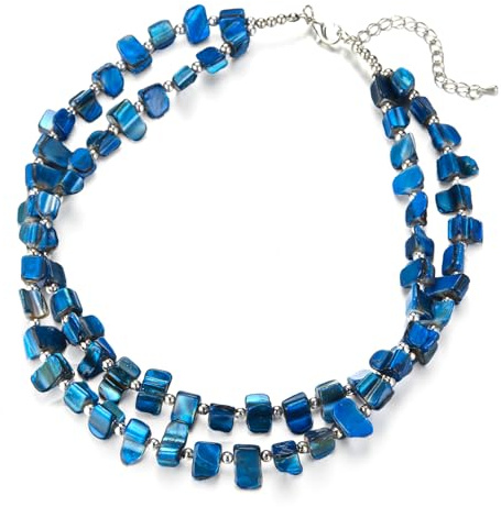 Bulinlin Boho Bunte Perlenkette Damen Muschelkette Strand Sommer Verstellbar Bohemian Choker Halsketten FüR Frauen Und MäDchen