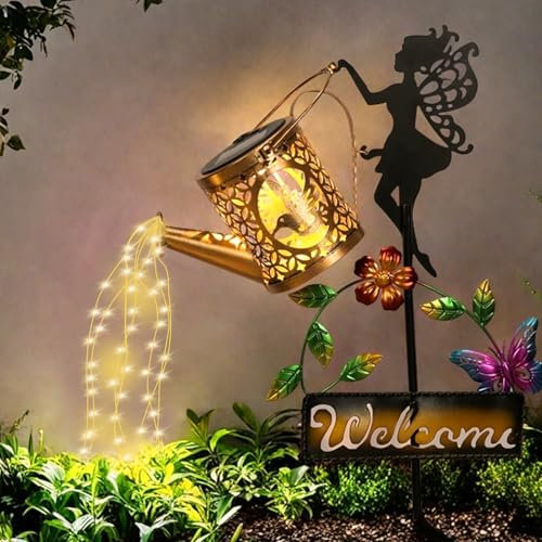 ZKLiLi Garden Solar Watering Can Light Outdoor Decorative, Waterproof Warm LED Light Decorations for Pathway Lawn Patio Courtyard