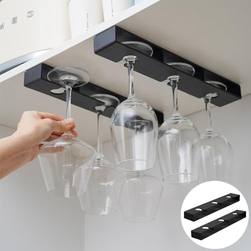 TAIHE Portabicchieri Sospeso, Organizer Bicchieri da Vino, 2 pezzi, Supporto per Bicchieri da Vino da Appendere, Supporto per Bicchieri da Vino sotto l'Armadio, Non Necessita di
