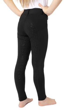 HORZE Legging d'équitation DEA, pour Enfant, Pantalon d'équitation pour Fille, Passants de Ceinture, empiècement Complet, Poche pour téléphone Portable