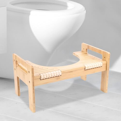 TRIEBAN Toilettenhocker Holz klohocker Erwachsene toilettenhocker aus Bambus WC Hocker Holz Höhenverstellbar für gegen Hämorrhoiden Verstopfung Blähungen