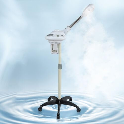 DSYOGX 750W Bedampfer, Heiß Ozon Streamer Gesichtsdampfer Einzelrohr Heißspray Luftbefeuchter für Schönheitssalon Spa, Weiß