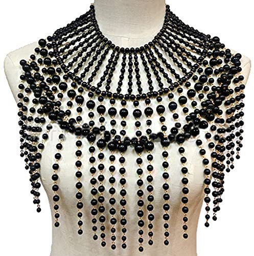 WYLZLKX Collare per Collana con Perline di Perle e Imbracatura per Catena per Il Corpo a Spalla con Gioielli a Strati