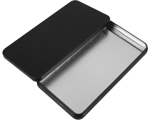 DOITOOL Metal Cash Box Black Tin Box with Multiple Compartments Compact Lightweight Cash Organizer for Home and Office