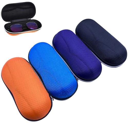 YqsIbth Portable Sunglasses Case, 4 PCS Zipper Eyeglass Case, Sunglasses Soft Case, Portable Travel Spectacle Case Sunglasses Case for Wowen Men(4 Colors)
