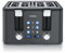 Arendo - Toaster 4 Scheiben Edelstahl - mit Brötchenaufsatz - 4 Schlitze - LED Anzeige Restzeitanzeige – Doppelwandgehäuse - Defrost Funktion - Krümelschublade - 6 Bräunungsgrade - Cool Grey Design