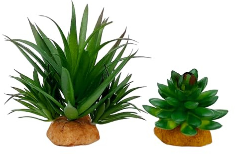 Piante artificiali per rettili, terrario, deserto, foreste pluviali, lucertola, drago, camaleonte, geco, serpente, anfibio, habitat, nascondiglio, accessori per acquari delle tartarughe (set da 2