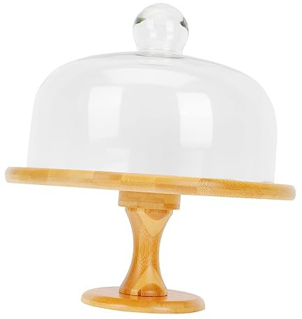 OKUMEYR Set Di Piatti Porta Dessert in Legno E Vassoio Da Tavolo Con Coperchio Per Feste E Eventi Supporto Per Torte E Snack