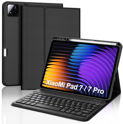 SENGBIRCH Funda de teclado para Xiaomi Pad 7/7 Pro de 11.2 pulgadas 2024 - Teclado Bluetooth desmontable inalámbrico con diseño del Reino Unido, funda protectora para Xiaomi Pad 7/7 Pro de 11.2
