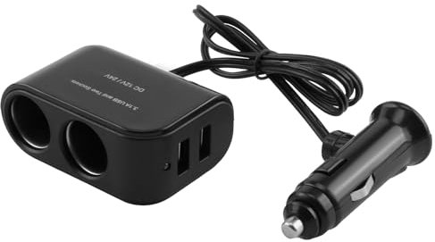 Car Cigarette Lighter Splitter 2 Sockets,Dual USB Car Charger Adapter,12V/24V Double Power Supply with 2 USB Ports 2 Cigarette Outlet Splitter,Multi Socket Charger for Camera Dash Cam,GPS,Phones