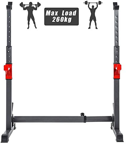 GIGBIRD Langhantelablage, Kniebeugenständer, verstellbar, Bankdrückablage, Kniebeugenständer, Ablage, Bankdrücken, Fitness-Langhantel verstellbar, maximale Belastung 260 kg, Dip-Station Gy